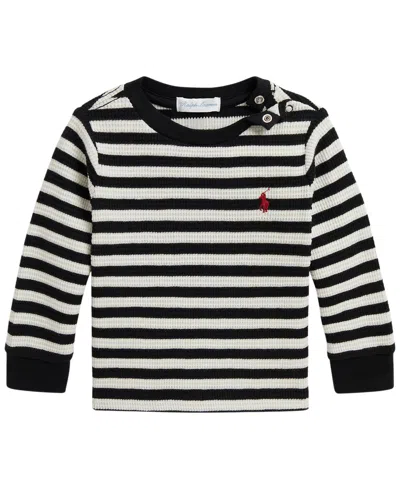 Polo Ralph Lauren Baby Boys' Striped Waffle-knit Cotton T-shirt In Black