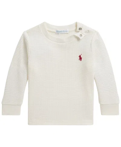 Polo Ralph Lauren Baby Boys' Waffle-knit Cotton Long-sleeve T-shirt In Gold