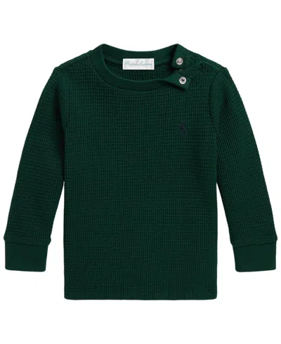 Polo Ralph Lauren Baby Boys' Waffle-knit Cotton Long-sleeve T-shirt In Green