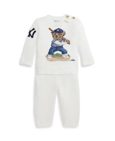 Polo Ralph Lauren Baby Boys' Yankees Round Neck Sweater And Pants, 2-piece Set In White