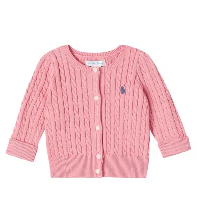 Polo Ralph Lauren Baby Cable-knit Cotton Cardigan In Pink