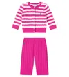 Polo Ralph Lauren Baby Cable-knit Cotton Cardigan And Pants Set In Pink