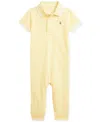 Polo Ralph Lauren Baby Collared Mesh Coverall In Yellow