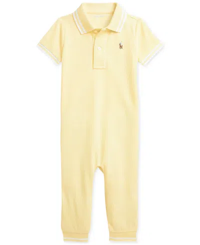 Polo Ralph Lauren Baby Collared Mesh Coverall In Yellow