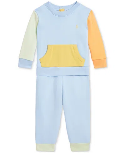 Polo Ralph Lauren Baby Colorblocked Sweatshirt & Pants Set In Blue