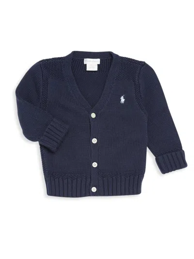 Polo Ralph Lauren Baby's Combed Cotton V-neck Cardigan In Blue
