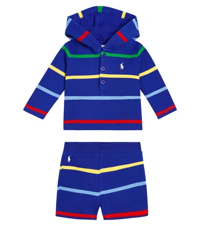 Polo Ralph Lauren Baby Set Aus Hoodie Und Shorts In Blue