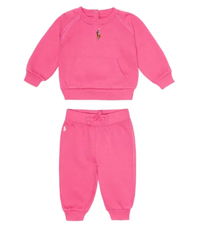 Polo Ralph Lauren Baby Cotton-blend Sweatshirt And Sweatpants Set In Desert Pink