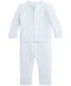 Polo Ralph Lauren Baby Boys Cotton Cable-knit Cardigan & Pants Set In Blue