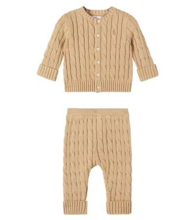 Polo Ralph Lauren Baby Cotton Cardigan And Pants Set In Neutral