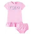 Polo Ralph Lauren Baby Cotton Dress And Bloomers Set In Pink
