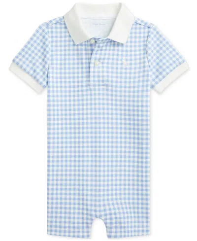 Polo Ralph Lauren Baby Cotton Gingham Romper In Blue