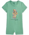 Polo Ralph Lauren Baby Cotton Jersey Bear Shortall In Green