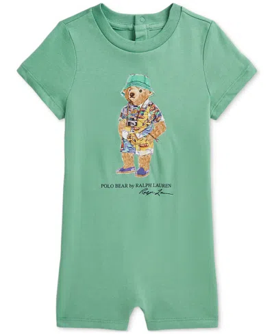 Polo Ralph Lauren Baby Cotton Jersey Bear Shortall In Green