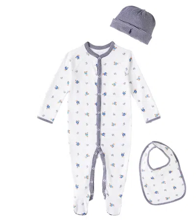 Polo Ralph Lauren Baby Cotton Onesie, Bib, And Beanie Set In Multicoloured