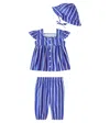Polo Ralph Lauren Baby Cotton Pants And Hat Set In Blau