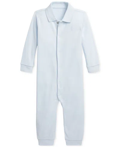 Polo Ralph Lauren Baby Cotton Polo Coverall In Blue