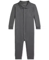 Polo Ralph Lauren Baby Cotton Polo Coverall In Gray