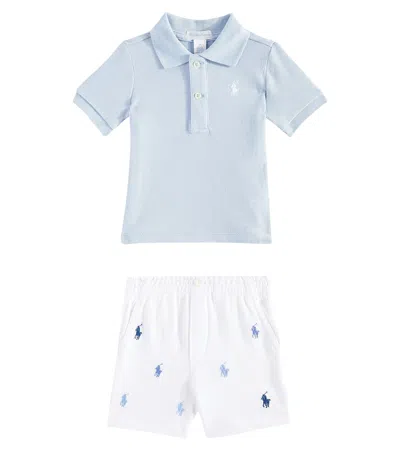 Polo Ralph Lauren Baby Set Aus Poloshirt Und Hose Aus Baumwolle In Blau