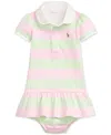 Polo Ralph Lauren Baby Girls Striped Rugby Dress With Bloomers In Pink Stripe