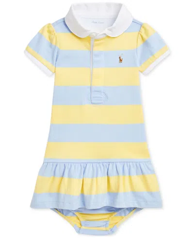 Polo Ralph Lauren Baby Cotton Rugby Dress In Yellow Stripe