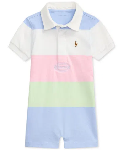 Polo Ralph Lauren Baby Cotton Rugby Shortall In Blue Stripe