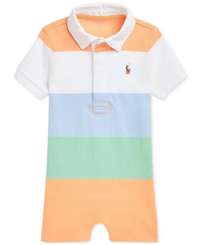 Polo Ralph Lauren Baby Cotton Rugby Shortall In Orange Stripe