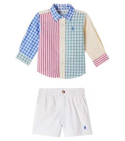 Polo Ralph Lauren Baby Cotton Shirt And Shorts Set In Multi