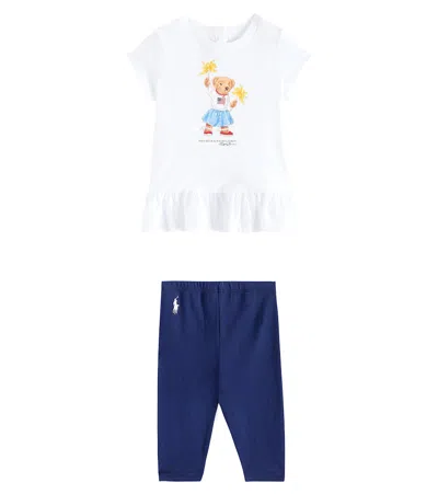 Polo Ralph Lauren Baby Set Aus T-shirt Und Hose Aus Baumwolle In Blau