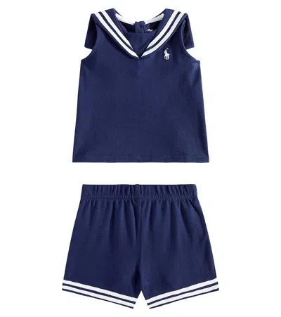 Polo Ralph Lauren Baby Set Aus Top Und Shorts Aus Baumwolle In Blau