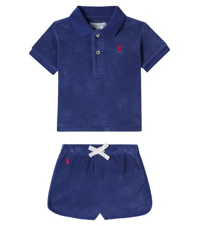 Polo Ralph Lauren Baby Cotton Terry Polo Shirt And Shorts Set In Blue