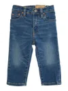 Polo Ralph Lauren Blue Jeans With Elasticised Waist And Logo On Back In Cotton Baby In Blue