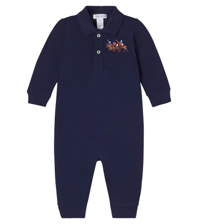 Polo Ralph Lauren Baby Embroidered Cotton Onesie In Blue