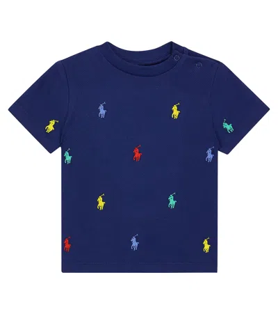 Polo Ralph Lauren Baby Embroidered Cotton T-shirt In Blue