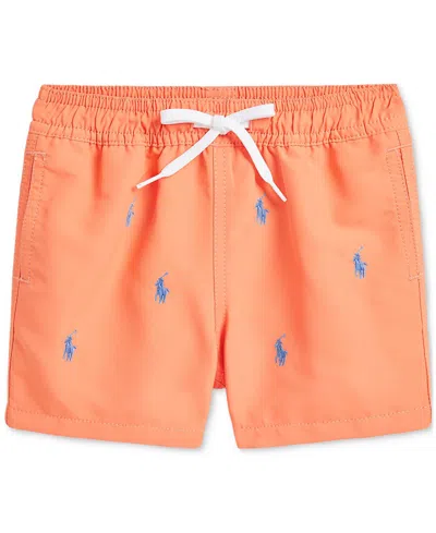 Polo Ralph Lauren Baby Embroidered Swim Trunks In Orange
