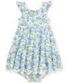 Polo Ralph Lauren Baby Floral Flutter-sleeve Dress In Blue