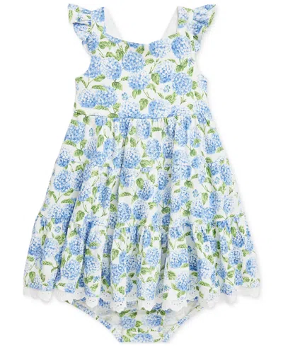 Polo Ralph Lauren Baby Floral Flutter-sleeve Dress In Blue
