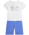 Polo Ralph Lauren Baby Girls Floral Logo Tee & Pant Set In White