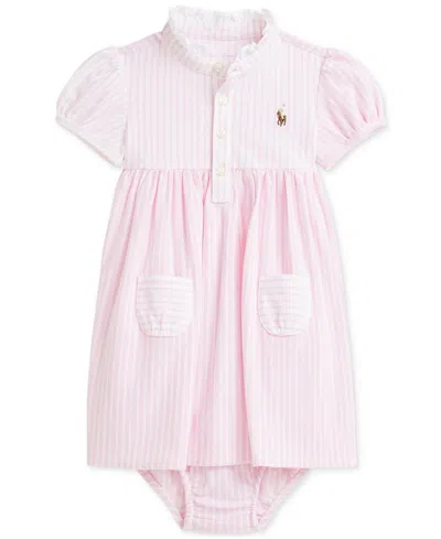 Polo Ralph Lauren Baby Fun Striped Shirtdress In Pink