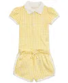 Polo Ralph Lauren Ralph Lauren Gingham Cotton Piqué Polo & Shorts Set In Yellow
