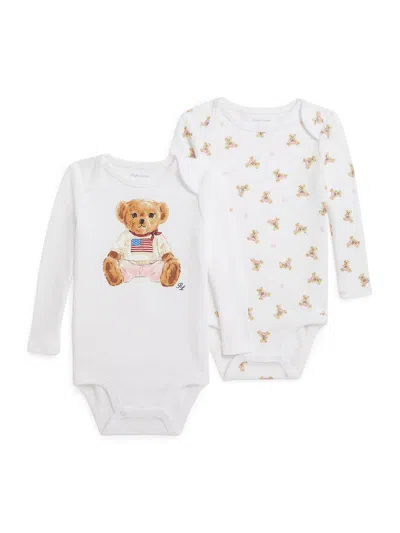 Polo Ralph Lauren Baby Girl's 2-piece American Flag Polo Bear Bodysuit Set In Multi