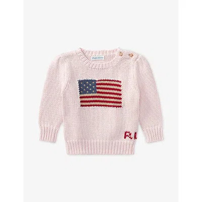 Polo Ralph Lauren Baby Girl American-flag Cotton Jumper Acacia Pk In Pink