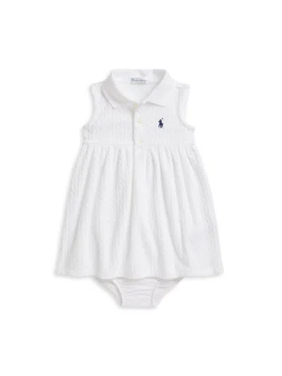 Polo Ralph Lauren Baby Girl's Cable-knit Terry Polo Dress & Bloomers Set In White