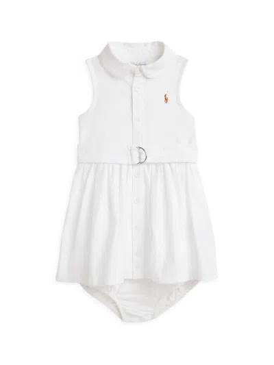 Polo Ralph Lauren Baby Girls Belted Cotton Oxford Shirtdress In Bsr White