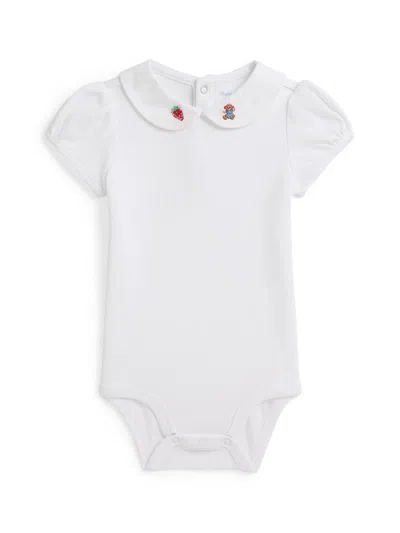 Polo Ralph Lauren Baby Girl's Embroidered-collar Cotton Bodysuit In White