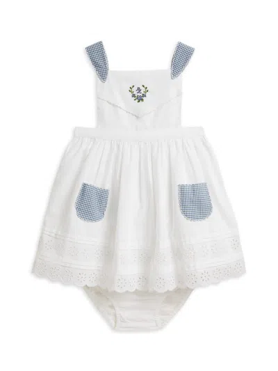 Polo Ralph Lauren Baby Girl's Eyelet Cotton Poplin Dress & Bloomers Set In White