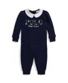 Polo Ralph Lauren Baby Girls 2-piece Argyle-logo Fleece Sweatshirt And Pants Set In Blue