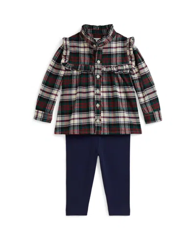 Polo Ralph Lauren Baby Girls 2-piece Brushed Oxford Shirt And Leggings Set In Multi