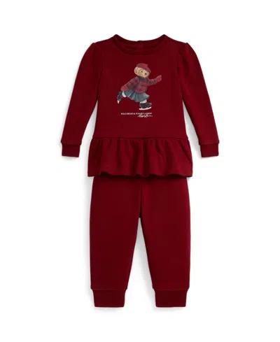 POLO RALPH LAUREN BABY GIRLS 2-PIECE FLEECE SWEATSHIRT AND PANTS SET