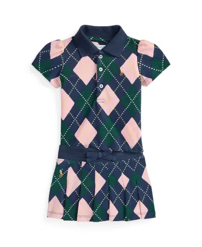 Polo Ralph Lauren Baby Girls 2-piece Printed Short Sleeve Polo Shirt And Pleated Skirt Set In Black